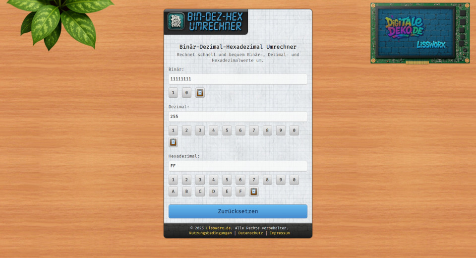 Bin-Dez-Hex Umrechner